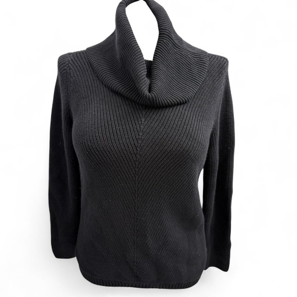 Talbots Charcoal/Black Medium Cowl Neck Sweater